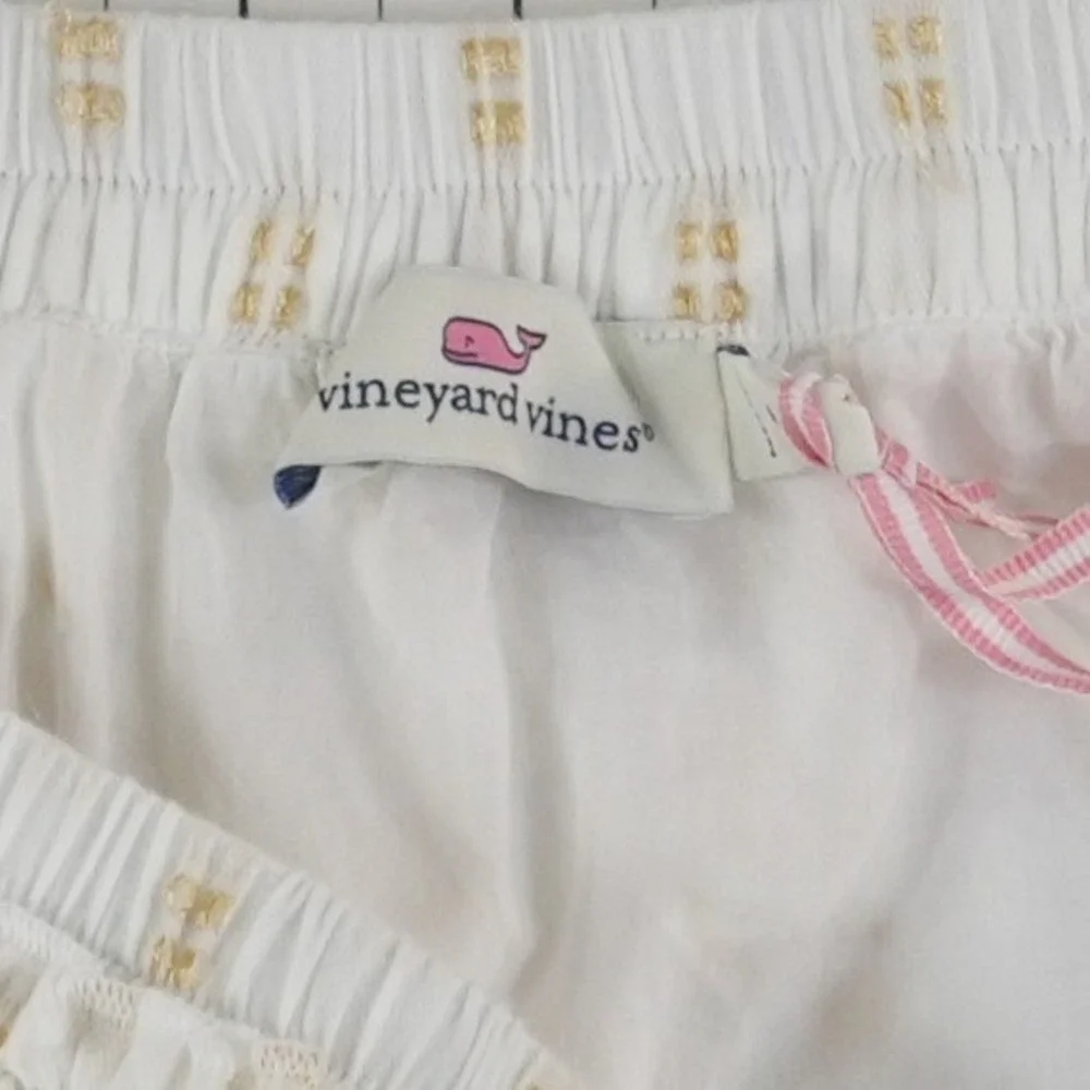 Vineyard Vines Flounce Tiered Skirt Women's‎ Size Large White Gold Metallic Mini